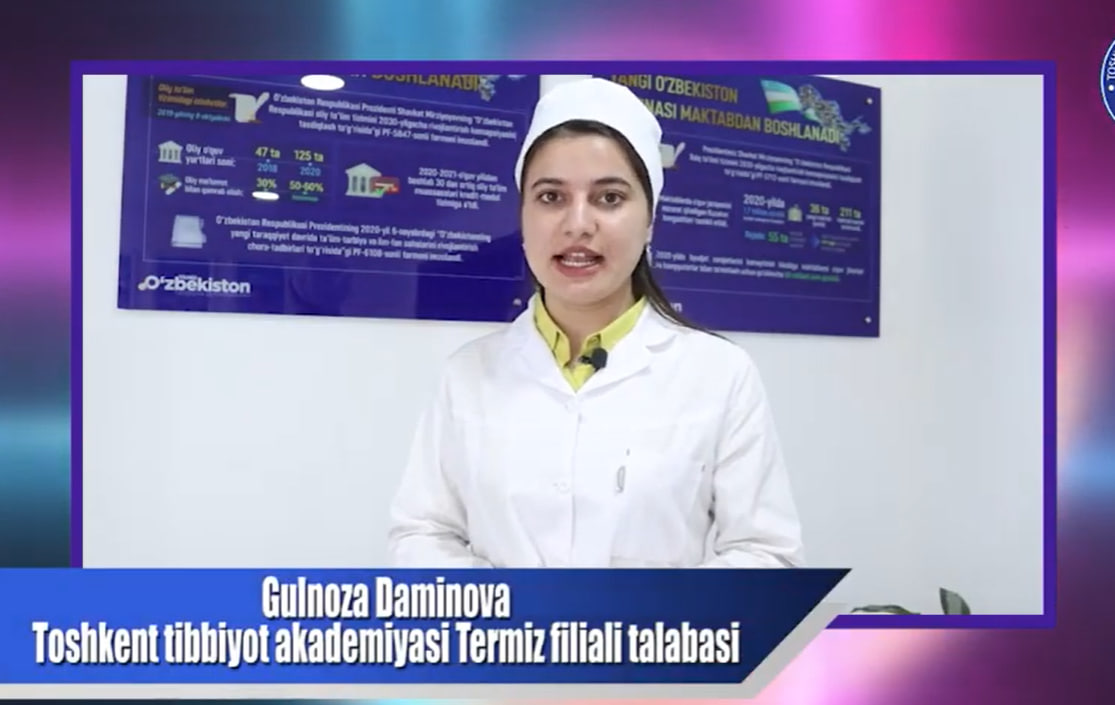 You are currently viewing Toshkent tibbiyot akademiyasi Termiz filiali talabasi Daminova Gulnoza