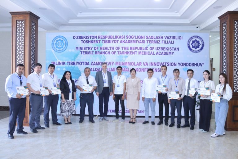 Read more about the article Toshkent tibbiyot akademiyasi Termiz filialida o’tkazilgan &laquo;Klinik tibbiyotda zamonaviy muammolar va innovatsion yondashuv&raquo; mavzusidagi xalqaro konferensiyada Tojikiston, Rossiya, Turkiya kabi davlatlar, shuningdek, Qirig’iziston, Qozog’iston (onlayn) tibbiyot oliy ta’lim muassasalari professor-o‘qituvchilari, ilmiy tadqiqotchilari, sog‘liqni saqlash sohasi yetuk mutaxassislari dolzarb mavzulari bilan ishtirok etishdi.