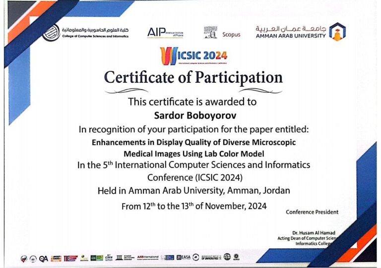 Read more about the article TTA Termiz filiali talabasi Iordaniyadagi Amman Arab universitetida o’tkazilgan konferensiyada ishtirok etdi.